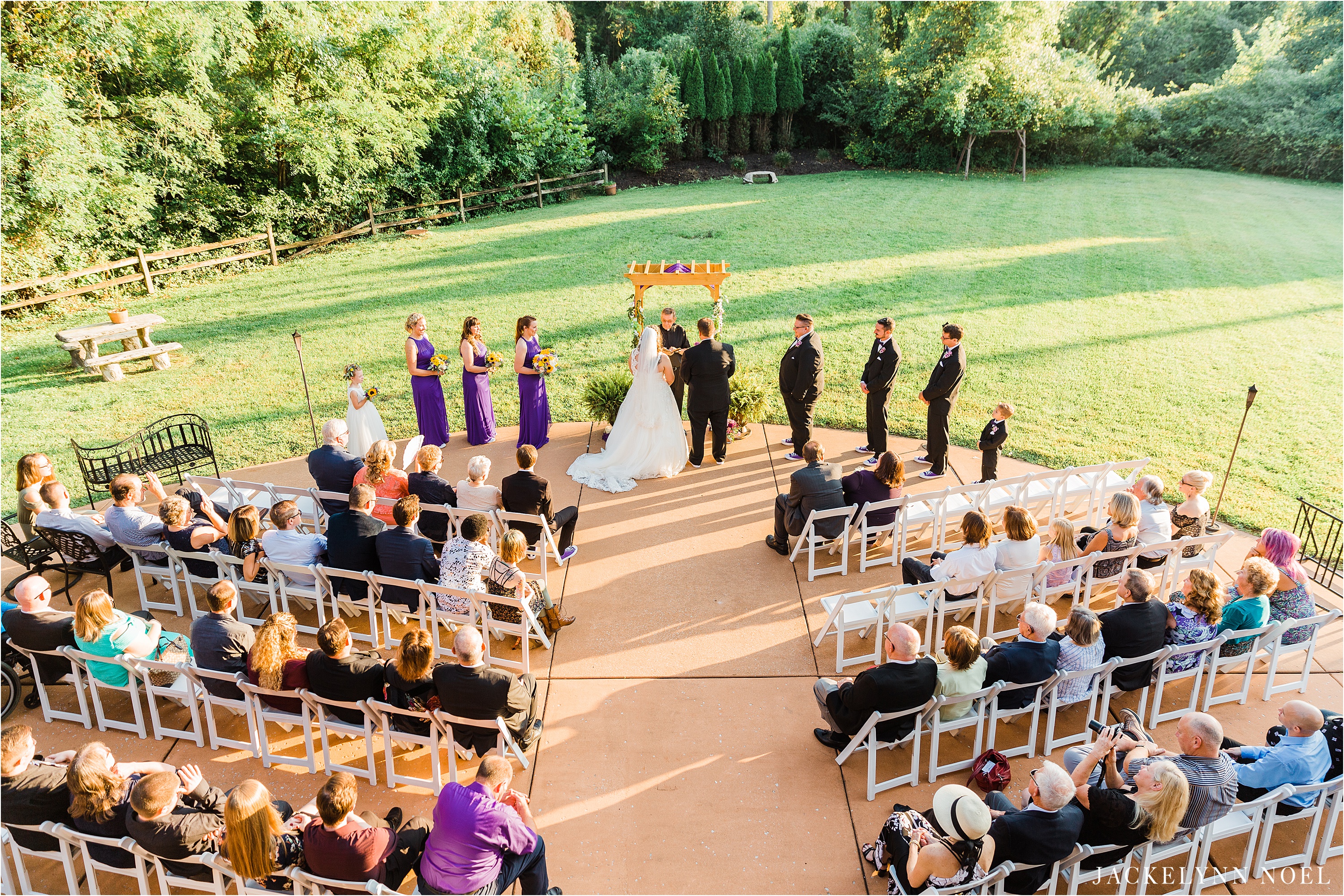 Photo of Dan and Lisa's wedding ceremony from above